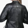 Johnson Women Moto Black Cafe Racer Leather Jacket