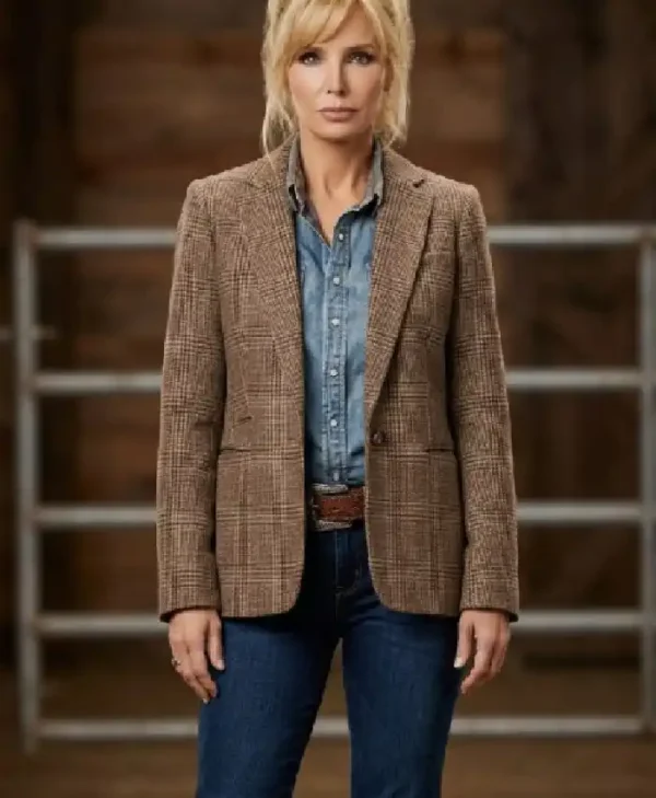 Kelly Reilly Dutton Ranch Checkered Blazer
