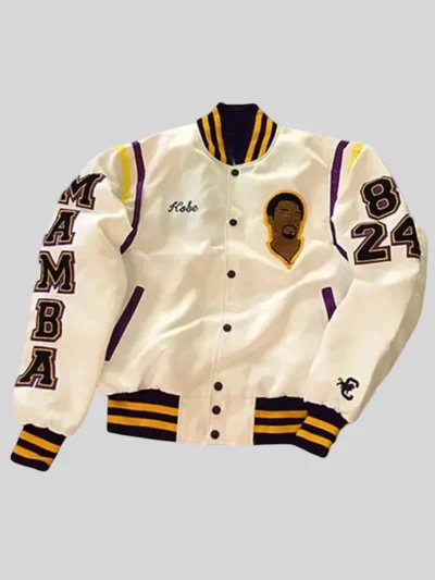 Kobe Bryant White Varsity Jacket