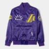 LA Lakers Purple Black Varsity Satin Jacket