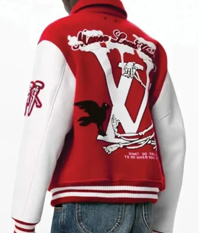 Louis Vuitton Red & White Letterman Jacket