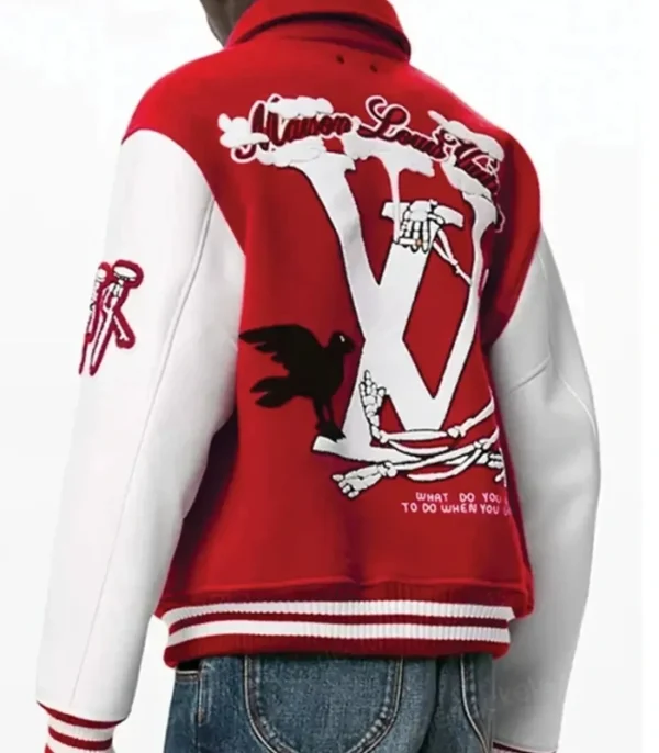 Louis Vuitton Red & White Letterman Jacket