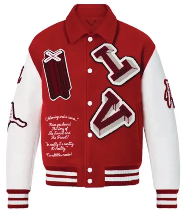 Louis Vuitton Red & White Letterman Jacket