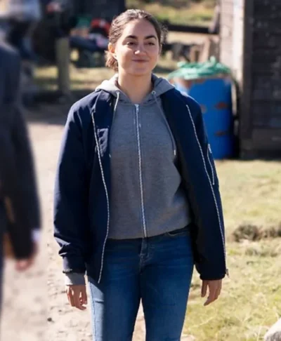 Lynley S01 Sofia Barclay Blue Bomber Jacket