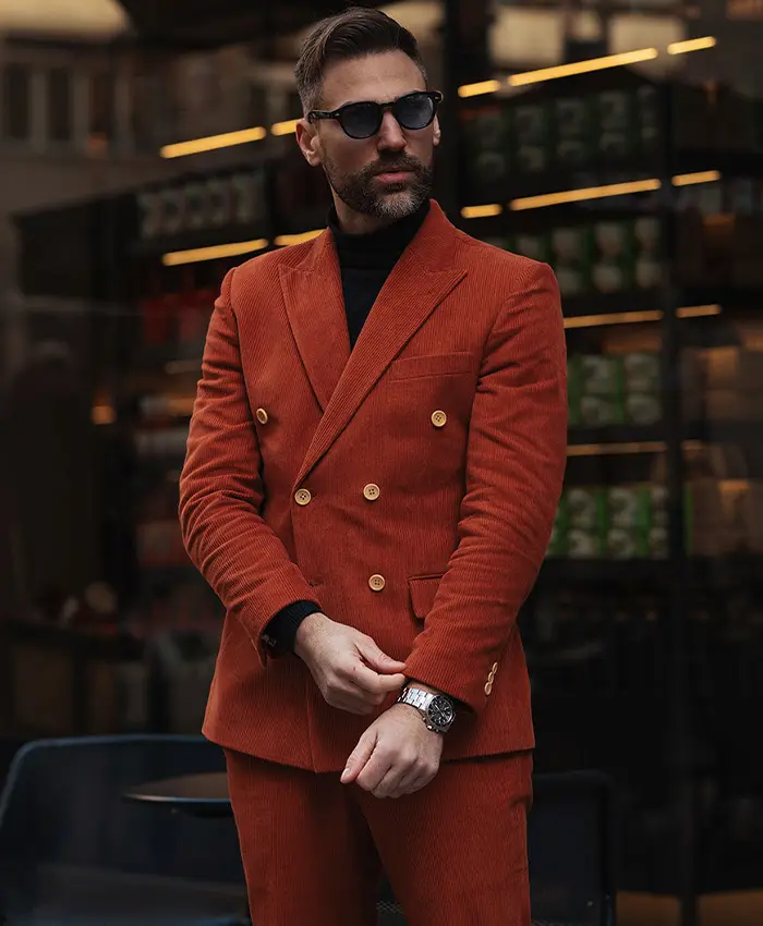 Mens Best Burnt Sienna Corduroy Suit