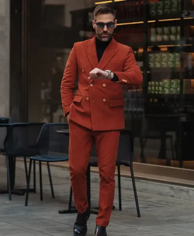 Mens Burnt Sienna Corduroy Suit