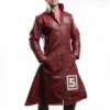 Mr. 5 One Piece Maroon Leather Trench Coat