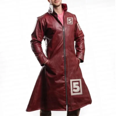 Mr. 5 One Piece Maroon Leather Trench Coat