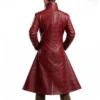 Mr. 5 One Piece Maroon Leather Trench Coat