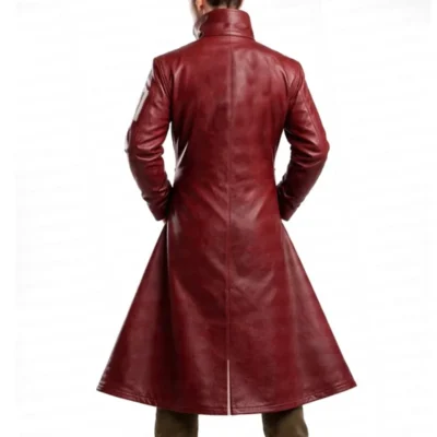 Mr. 5 One Piece Maroon Leather Trench Coat