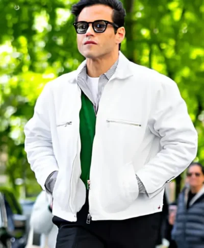 NYC 2026 Rami Malek White Jacket