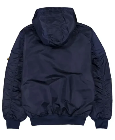 Navy Blue Seattle Mariners MA-1 Satin Hooded Jacket
