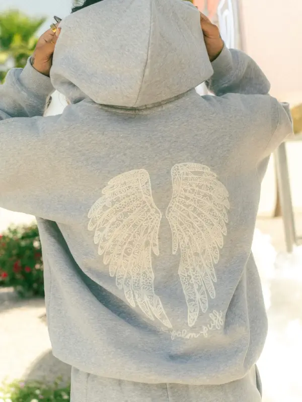 Pink Palm Puff Lacy Hoodie