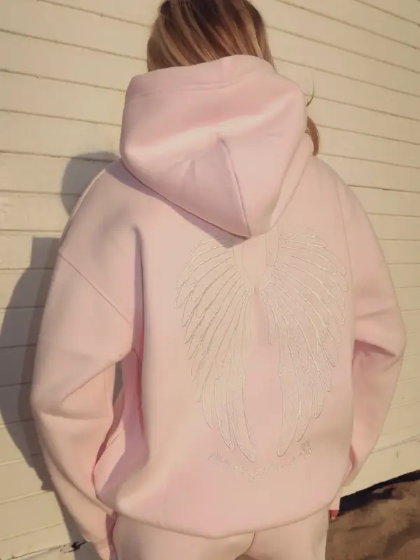 Pink Palm Puff Lacy Hoodie