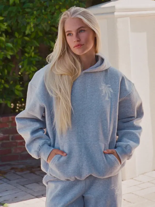Pink Palm Puff Lacy Hoodie