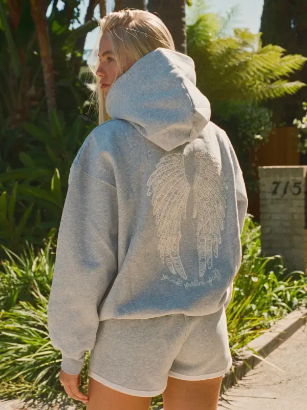 Pink Palm Puff Lacy Hoodie