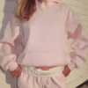 Pink Palm Puff Lacy Hoodie