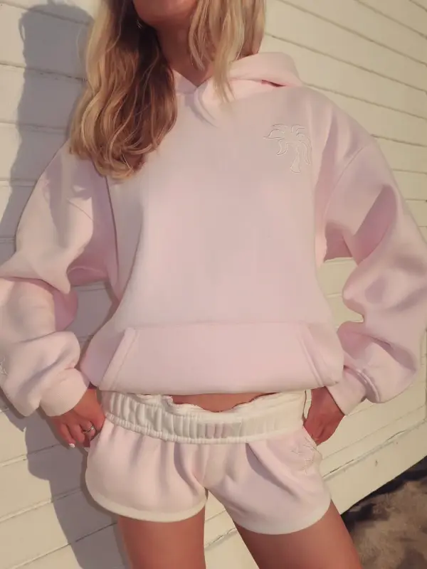 Pink Palm Puff Lacy Hoodie