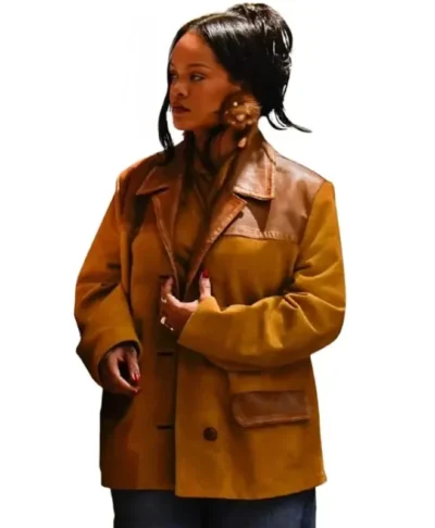 Rihanna Mustard Suede Leather Jacket