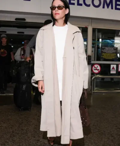 Riley Keough Nice Airport Beige Coat
