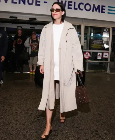 Riley Keough Nice Airport Beige Coat
