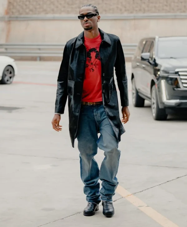 Shai Gilgeous-Alexander Black Leather Coat MVP 2