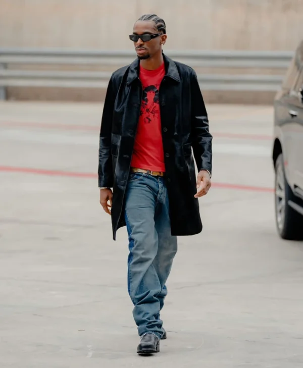Shai Gilgeous-Alexander Black Leather Coat MVP 2