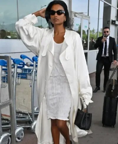 Simone Ashley Arriving Nice Airport 2026 Coat