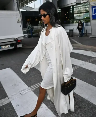 Simone Ashley Arriving Nice Airport 2026 Coat
