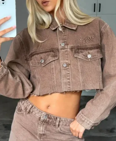 Something To Prove Cropped Tan Denim Jacket