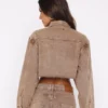 Something To Prove Cropped Tan Denim Jacket