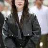 Sophie Thatcher Black Leather Jacket Her Private Hell