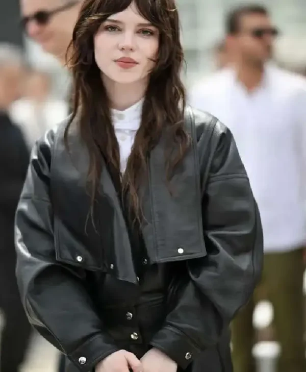 Sophie Thatcher Black Leather Jacket Her Private Hell