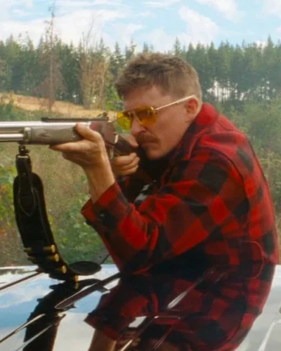 Strange Darling 2024 Kyle Gallner Plaid Wool Jacket