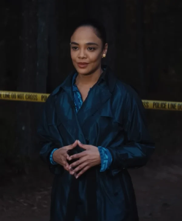 Tessa Thompson His & Hers Blue Coat