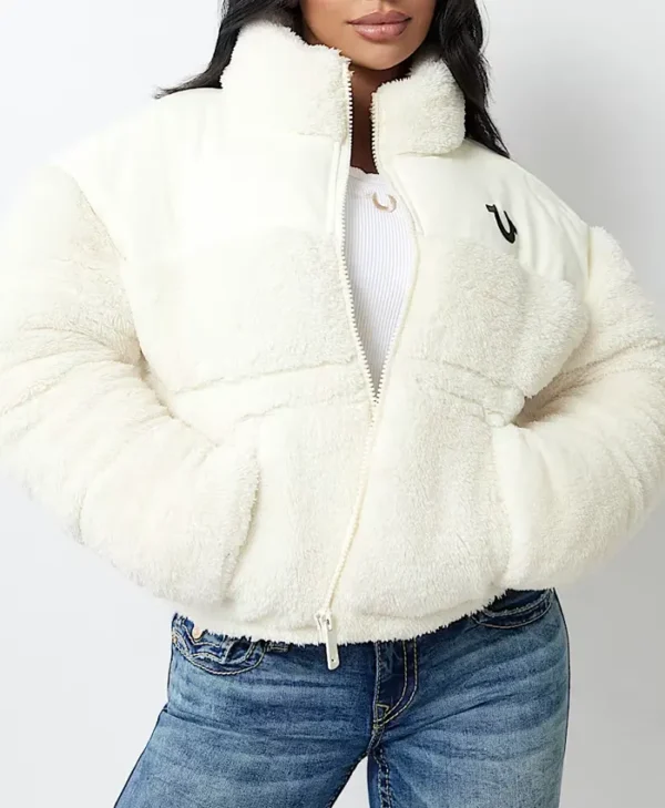 True Religion Winter Sherpa Embroidered Jacket