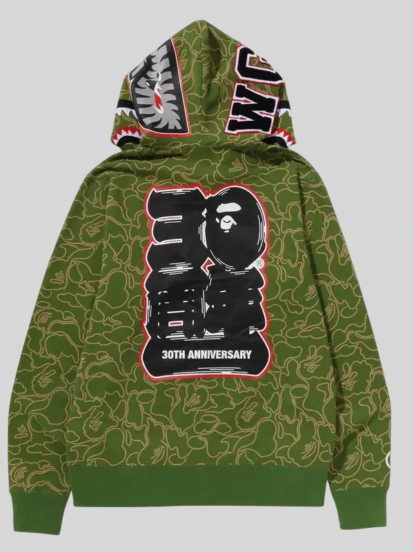 buy Bape 30th Anniversary Shark Camo Hoodie