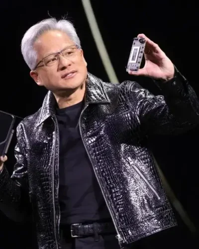 buy Jensen Huang Black Biker Jacket