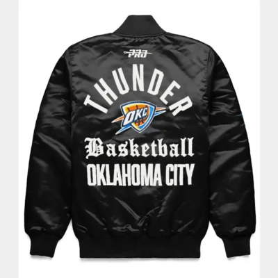 buy Oklahoma City Thunder Black Varsity Satin Jacket