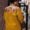 buy Rihanna Mustard Suede Leather Jacket