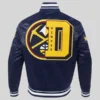 buy now Denver Nuggets Mashup Rib Satin Varsity Jacket