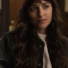 order now Dakota Johnson Am I OK Varsity Black Jacket