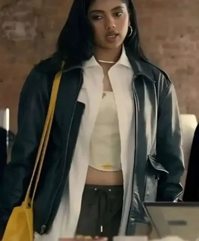 Abby Chilukuri Black Leather Jacket NSFW