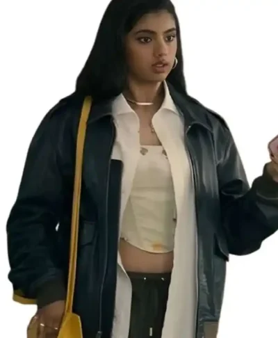 Abby Chilukuri Black Leather Jacket NSFW