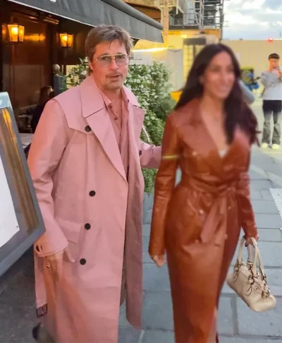 Brad Pitt Pink Trench Coat