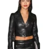Camila Mendes 2026 Cropped Leather Jacket