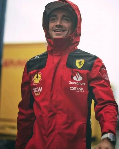 Charles Leclerc Ferrari Red Hooded Jacket