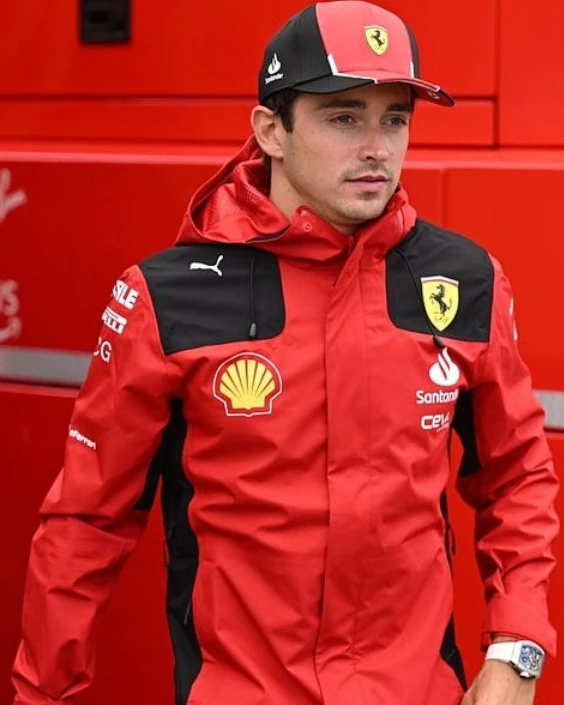 Charles Leclerc Ferrari Red Hooded Jacket