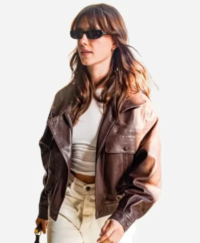 Daisy Edgar-Jones Roissy Airport Paris Leather Jacket