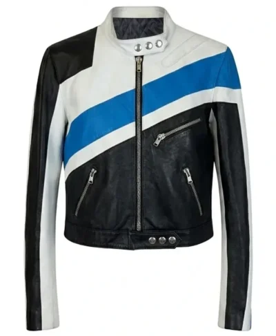 Dolce & Gabbana Blue Motorcycle Jacket